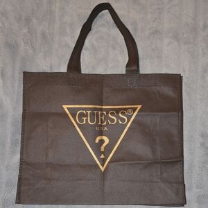 GUESS Logo Brown and Gold reusable shopping bag